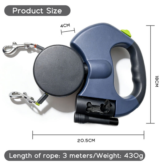 CORREA DOBLE AJUSTABLE CON LUZ PARA PERROS